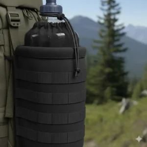 Texture close-up of the durable 1000D nylon fabric used in the construction of the tactical molle water bottle pouch.
