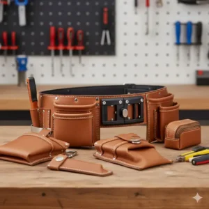 An illustration demonstrating the customizable and modular pouch system available on these specialized tool belts for sale.