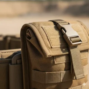 Illustration 4: High-resolution texture shot of the water-resistant 500D nylon fabric used in this roll up dump pouch.