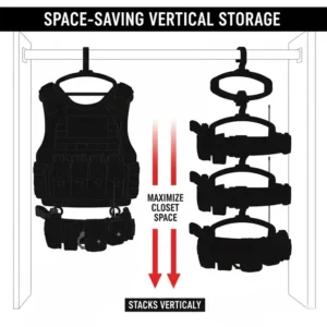 Close-up view of the non-slip hook and durable material of a professional duty belt hanger.