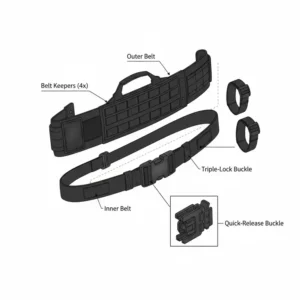 Diagram labeling the different parts of a heavy-duty patrol belt including the inner belt, outer belt, and keepers.
