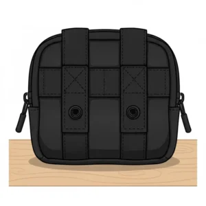 Detailed back view showing the attachment straps of a small molle admin pouch for secure mounting.