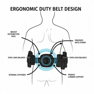 Diagram of the best duty belt highlighting ergonomic back support and weight distribution.
