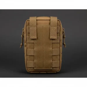 The rear mounting system and straps of a professional velcro admin pouch.