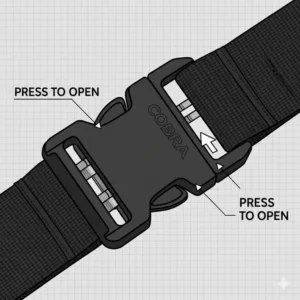 Close-up view of a secure quick-release buckle on the best duty belt.