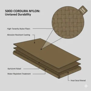Close-up technical illustration of the 500D Cordura fabric used to manufacture high-quality tac pouches.