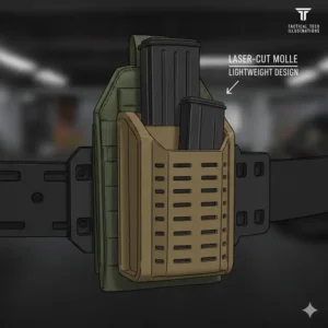 Modern laser-cut technology used in the best molle mag pouches for a lightweight belt setup.
