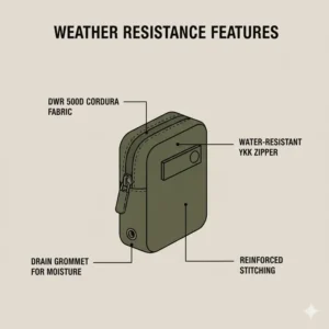 Close-up graphic of the durable and water-resistant fabric used to make a small admin pouch.