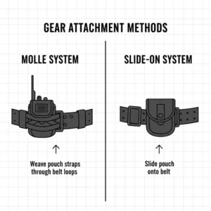 Detailed view of the MOLLE attachment system used on the best duty belt.