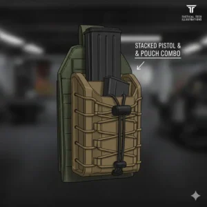 Stacked pistol and rifle combination units, among the best molle mag pouches for space efficiency.