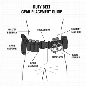 Gear organization guide showing where to place pouches on the best duty belt.