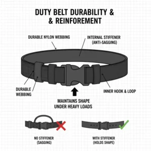 Cross-section showing the reinforced internal stiffener of the best duty belt for durability.