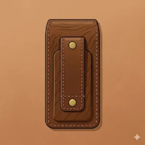 Different sizes of a folding knife sheath shown next to a ruler for scale.