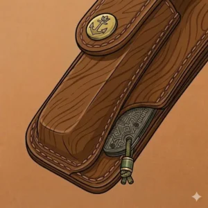 An everyday carry (EDC) setup including a flashlight and a folding knife sheath.