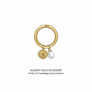 An elegant gold-plated ring key ring designed as a stylish accessory for handbags.