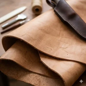 High-quality vegetable-tanned material used to craft long-lasting leather sheaths for knives.