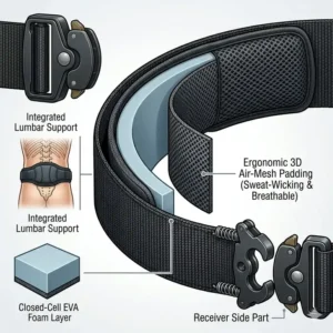 Close-up diagram showing the internal locking mechanism of a heavy-duty security belts buckle for reliable fastening.