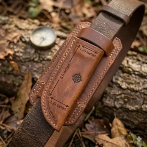 A person drawing a knife from a fixed blade horizontal knife sheath for quick and easy access.