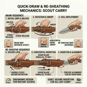Illustration 6: Comparison of different belt clips and attachment hardware available for horizontal knife sheaths.