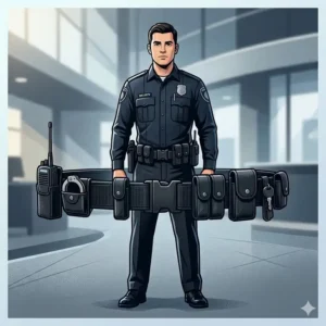 Detailed diagram of a full equipment setup on a heavy-duty belt for security guard.