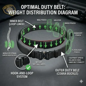 Illustration of the inner and outer belt layers within a standard security duty belt setup.