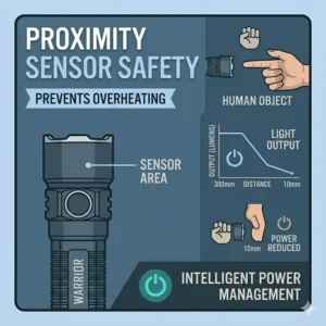 A safety feature demonstration of the olight warrior proximity sensor preventing overheating.