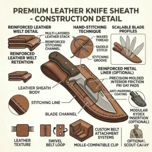 Detailed illustration of the traditional vertical belt loop attachment found on most knife sheaths.