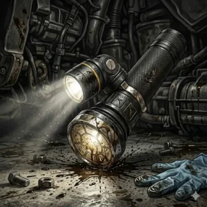 USB-C rechargeable mechanic flashlight featuring a long-lasting lithium-ion battery and power indicator.