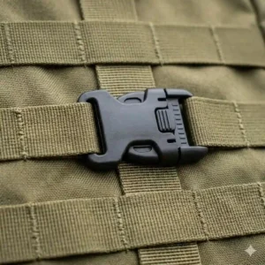 A diagram illustrating the step-by-step process of how to attach a clip molle accessory to standard military webbing.