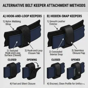 Graphic rendering of hidden-snap belt keepers offering a clean, professional look for law enforcement uniforms.