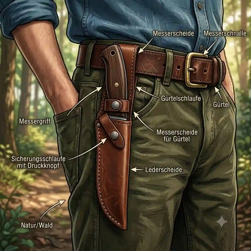 A premium brown leather knife sheaths for belts attached