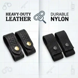 Comparison of heavy-duty leather and durable nylon belt keeper materials.
